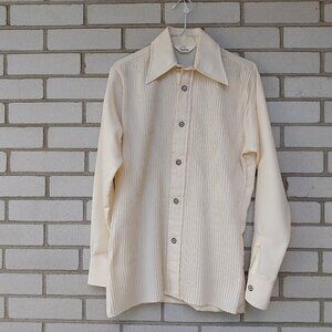 Vintage 70s Men's Disco Dress Shirt 42 Chest Butterfly Collar Chiffon Fancy